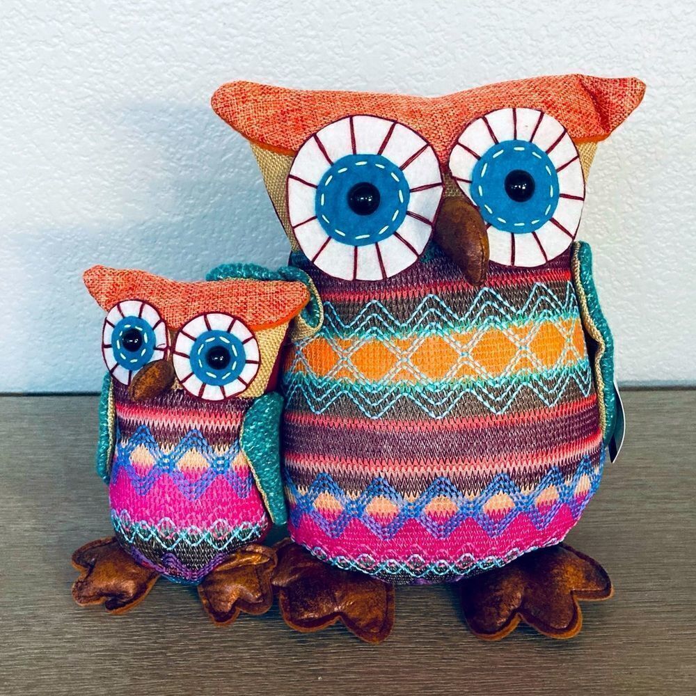 NWT Owl Weighted Fabric Decor Pair